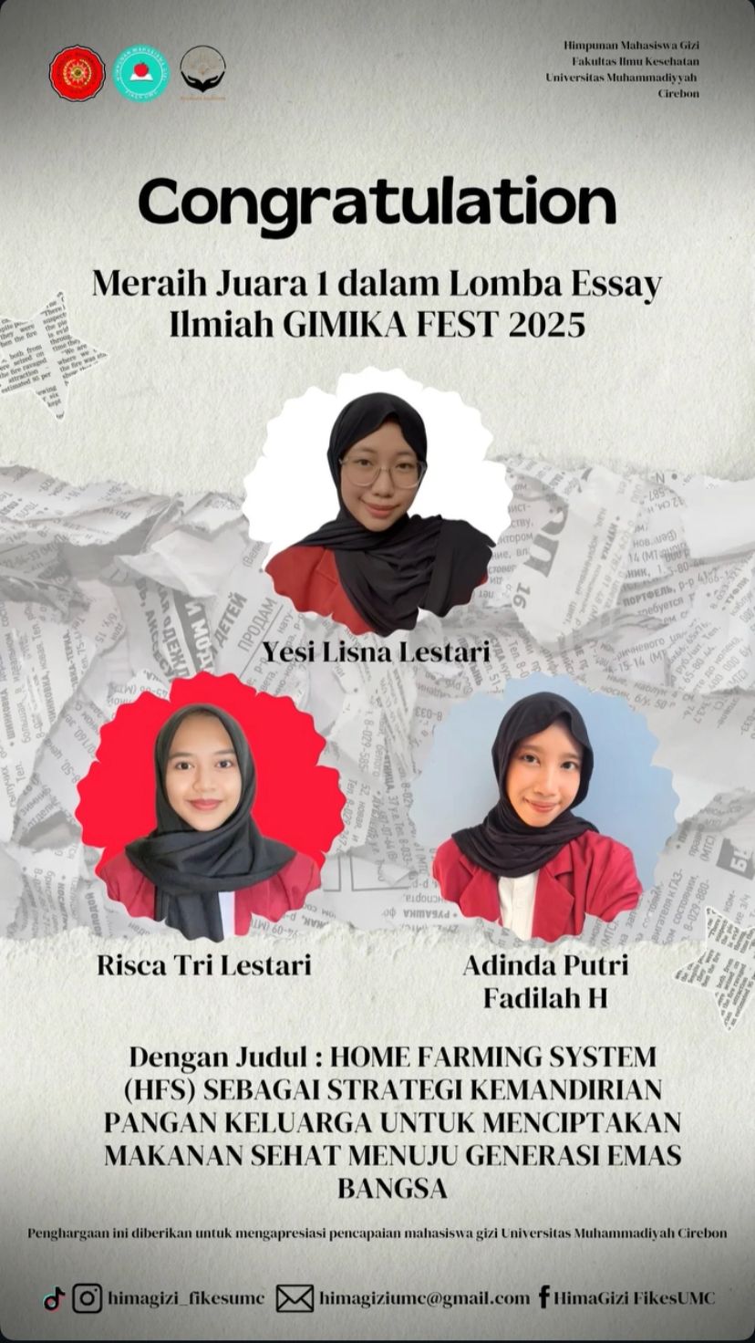 Mahasiswa Gizi UMC Tunjukkan Prestasi di GIMIKA FEST 2025, Raih Juara 1 Lomba Esai Nasional