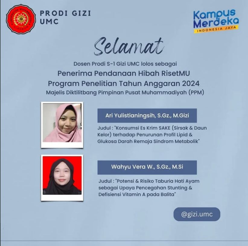 Perkuat Riset Gizi, Dosen UMC Lolos Program Penelitian Dasar RISETMU Batch VII 2023–2024