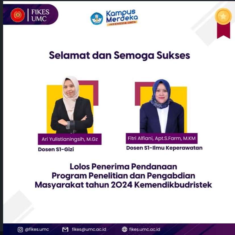Dosen Gizi UMC Kembali Lolos Hibah Riset Kemdikbudristek RI Tahun Anggaran 2024