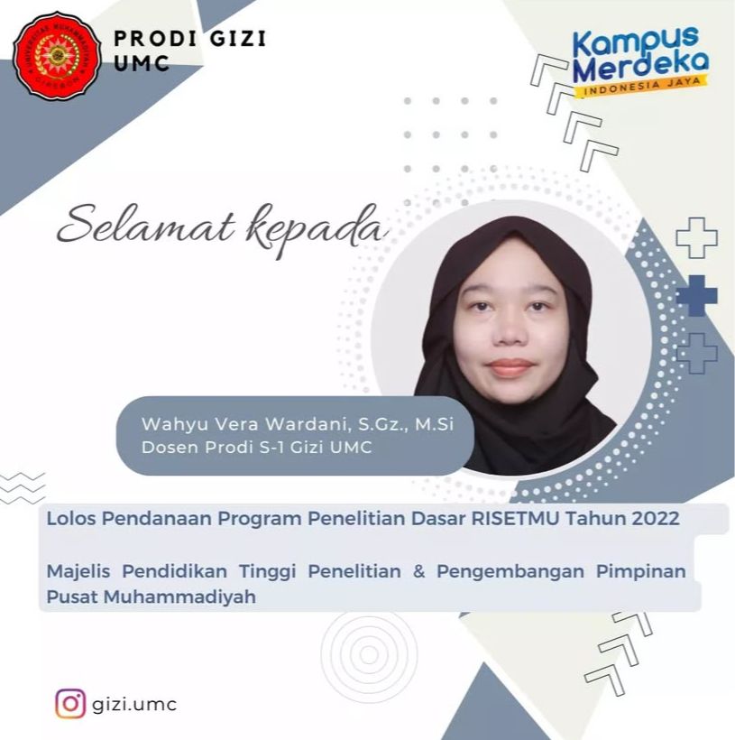 Perkuat Riset Kesehatan, Dosen Prodi Gizi UMC Raih Pendanaan Penelitian Dasar RISETMU 2022